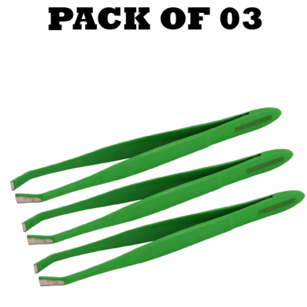 Forgica Professional Stainless Steel Plain Coated Tweezers Pack of 03